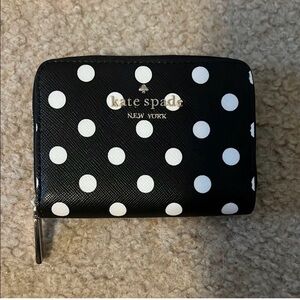 Kate Spade Black and White Polka Dot Zip Around  Wallet